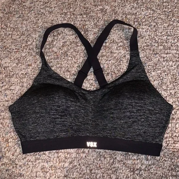 Victoria's Secret VSX Sport Lightweight Grey Black The Ultimate Sports Bra - Picture 4 of 7